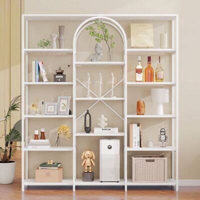 Étagère à 5 Niveaux pour Salon Bureau - MERAX - Bibliothèque en Métal Blanc 160 x 30 x 180 cm Blanc - Publicité Étagère à 5 Niveaux pour Salon Bureau - MERAX - Bibliothèque en Métal Blanc 160 x 30 x 180 cm Blanc - Publicité