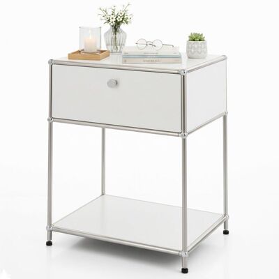 FLOORDIREKT Étagère métal chromé design épuré Concept Epuré MK-139 L50 × P40 × H65 cm Blanc Blanc - Publicité FLOORDIREKT Étagère métal chromé design épuré Concept Epuré MK-139 L50 × P40 × H65 cm Blanc Blanc - Publicité