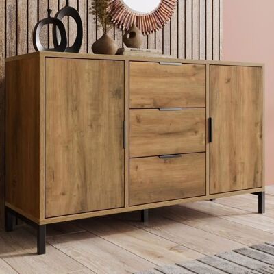 Merax Buffet Bas pour Salon Salle à Manger 2 Portes + 3 Tiroirs Chêne 120 x 40 x 76 cm Beige - Publicité Merax Buffet Bas pour Salon Salle à Manger 2 Portes + 3 Tiroirs Chêne 120 x 40 x 76 cm Beige - Publicité
