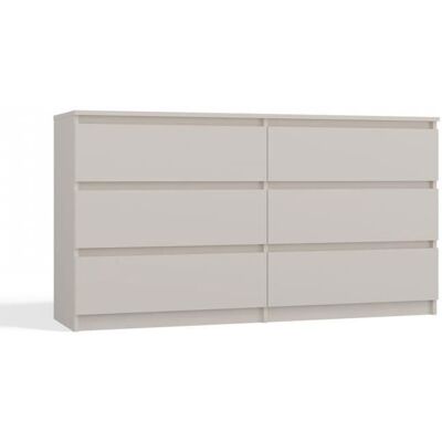 CDF ASTER - Commode large chambre salon bureau beige - 6 tiroirs - 138x40x75cm - 6 tiroirs - Style scandinave Beige - Publicité CDF ASTER - Commode large chambre salon bureau beige - 6 tiroirs - 138x40x75cm - 6 tiroirs - Style scandinave Beige - Publicité