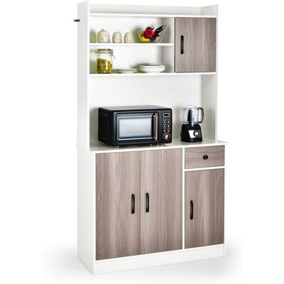 Buffet de Cuisine avec 4 Etagères Réglables COSTWAY 3 Placards à Porte Armoire de Rangement avec Plan de Travail 100 cm Blanc Blanc - Publicité Buffet de Cuisine avec 4 Etagères Réglables COSTWAY 3 Placards à Porte Armoire de Rangement avec Plan de Travail 100 cm Blanc Blanc - Publicité