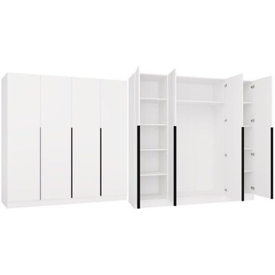 CDF Senso 4D - Armoire - 4 portes poignées dorées - pour le salon et la chambre - 200x200x565 cm - Blanc Blanc - Publicité CDF Senso 4D - Armoire - 4 portes poignées dorées - pour le salon et la chambre - 200x200x565 cm - Blanc Blanc - Publicité