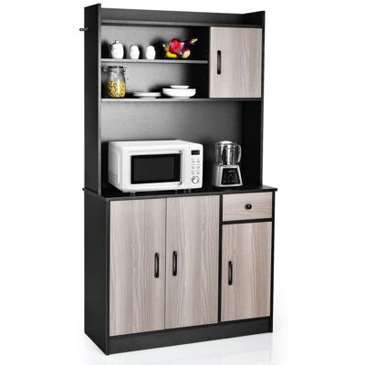 Buffet de Cuisine avec 4 Etagères Réglables COSTWAY 3 Placards à Porte Armoire de Rangement avec Plan de Travail 100 cm Noir Noir - Publicité Buffet de Cuisine avec 4 Etagères Réglables COSTWAY 3 Placards à Porte Armoire de Rangement avec Plan de Travail 100 cm Noir Noir - Publicité