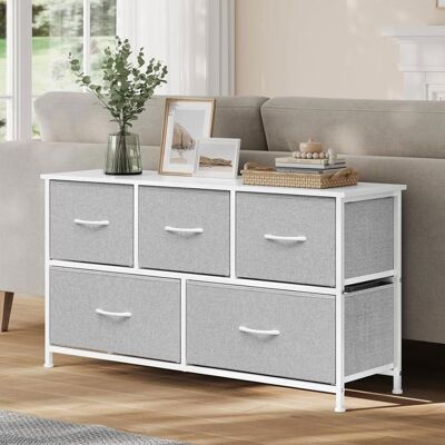 Commode Chambre WOLTU - 5 Tiroirs en Tissu - Bois dIngénierie et Métal - Gris+Blanc W0ITT5011 Gris - Publicité Commode Chambre WOLTU - 5 Tiroirs en Tissu - Bois dIngénierie et Métal - Gris+Blanc W0ITT5011 Gris - Publicité