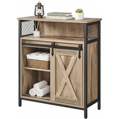 VASAGLE Buffet - Style Grange - Marron et Noir - Porte Coulissante - Rangement Multiple Marron - Publicité VASAGLE Buffet - Style Grange - Marron et Noir - Porte Coulissante - Rangement Multiple Marron - Publicité