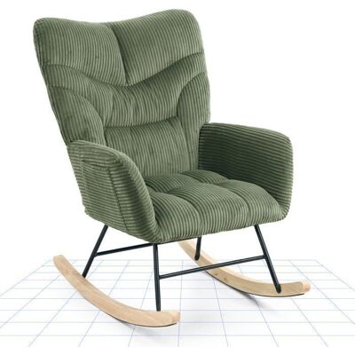 FlexiSpot Fauteuil Relax à Bascule en Velours Côtelé Rocking Chair Design pour Salon Balcon Structure Bois et Métal Vert Vert - Publicité FlexiSpot Fauteuil Relax à Bascule en Velours Côtelé Rocking Chair Design pour Salon Balcon Structure Bois et Métal Vert Vert - Publicité