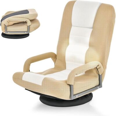 GIANTEX Fauteuil Relax Pliable et Pivotant à 360°Dossier Réglable à 5+2 PositionsFauteuil de Sol avec AccoudoirsCafé clair Beige - Publicité GIANTEX Fauteuil Relax Pliable et Pivotant à 360°Dossier Réglable à 5+2 PositionsFauteuil de Sol avec AccoudoirsCafé clair Beige - Publicité