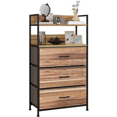 Meuble de rangement HOMCOM style industriel commode 3 tiroirs en tissu amovibles et 2 étagères - 60 x 29 x 101 cm - MDF et métal Beige - Publicité Meuble de rangement HOMCOM style industriel commode 3 tiroirs en tissu amovibles et 2 étagères - 60 x 29 x 101 cm - MDF et métal Beige - Publicité