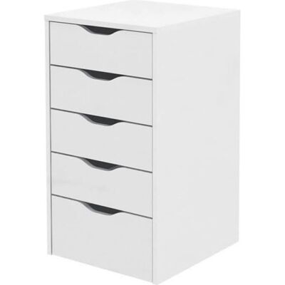 PEGANE Commode Meuble de rangement 5 tiroirs coloris blanc - Hauteur 71 x Longueur 40 x Profondeur 43 cm Blanc - Publicité PEGANE Commode Meuble de rangement 5 tiroirs coloris blanc - Hauteur 71 x Longueur 40 x Profondeur 43 cm Blanc - Publicité