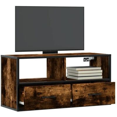 vidaXL Meuble TV chêne fumé 80x31x395 cm bois dingénierie et métal support TV armoire média console TV meuble HiFi 848921 Marron - Publicité vidaXL Meuble TV chêne fumé 80x31x395 cm bois dingénierie et métal support TV armoire média console TV meuble HiFi 848921 Marron - Publicité