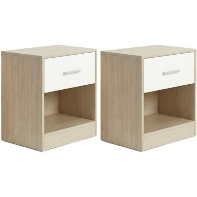 VASAGLE Table de Chevet Lot de 2 avec Tiroir Poignée Compartiment Ouvert pour Chambre Salon Beige et Blanc Beige - Publicité VASAGLE Table de Chevet Lot de 2 avec Tiroir Poignée Compartiment Ouvert pour Chambre Salon Beige et Blanc Beige - Publicité