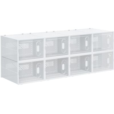 Meuble de rangement modulable 8 cubes empilables - HOMCOM - meuble à chaussures vêtements livres jouets - blanc et transparent Blanc - Publicité Meuble de rangement modulable 8 cubes empilables - HOMCOM - meuble à chaussures vêtements livres jouets - blanc et transparent Blanc - Publicité