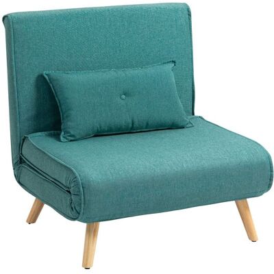 Fauteuil convertible 1 place - HOMCOM - design clic-clac 3 en 1 - dossier réglable - tissu aspect lin - 80x75x87cm - vert Vert - Publicité Fauteuil convertible 1 place - HOMCOM - design clic-clac 3 en 1 - dossier réglable - tissu aspect lin - 80x75x87cm - vert Vert - Publicité
