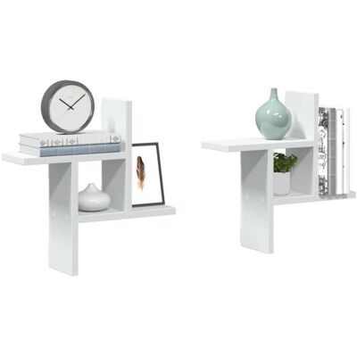 Étagères murales - vidaXL - Blanc - Bois dingénierie - 38x12x38 cm - Capacité 10 kg - Lot de 2 - Facile à nettoyer Blanc - Publicité Étagères murales - vidaXL - Blanc - Bois dingénierie - 38x12x38 cm - Capacité 10 kg - Lot de 2 - Facile à nettoyer Blanc - Publicité