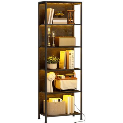 Bibliothèque - HOMCOM - 5 niveaux - éclairage LED 7 couleurs - structure en acier - 60 x 30 x 179 cm - noir Noir - Publicité Bibliothèque - HOMCOM - 5 niveaux - éclairage LED 7 couleurs - structure en acier - 60 x 30 x 179 cm - noir Noir - Publicité