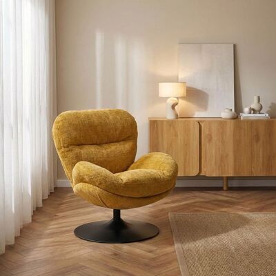 BAÏTA Fauteuil rotatif CERES 1 place tissu jaune moutarde Jaune - Publicité BAÏTA Fauteuil rotatif CERES 1 place tissu jaune moutarde Jaune - Publicité