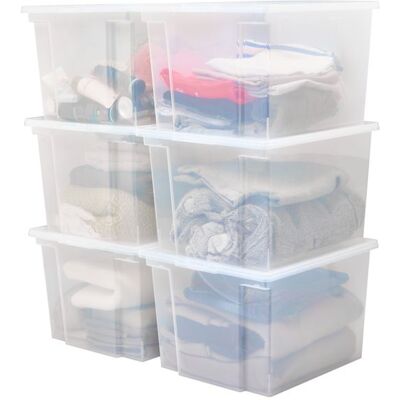 Iris Ohyama Lot de 6 boîtes de rangement plastique 30L Transparent Office Box-M Blanc - Publicité Iris Ohyama Lot de 6 boîtes de rangement plastique 30L Transparent Office Box-M Blanc - Publicité