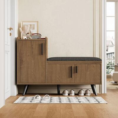 MERAX Meuble dentrée avec Banc de Rangement pour Chaussures pour Entrée Couloir 100x34x69 cm Marron Marron - Publicité MERAX Meuble dentrée avec Banc de Rangement pour Chaussures pour Entrée Couloir 100x34x69 cm Marron Marron - Publicité