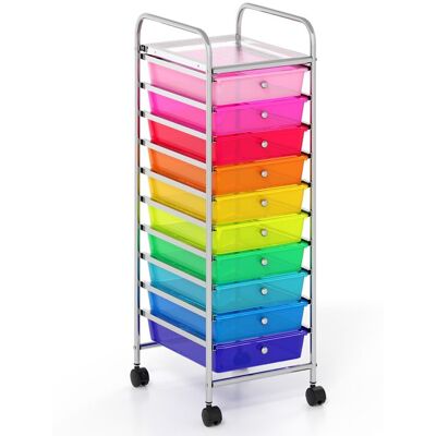 Chariot de Rangement à Roulettes COSTWAY à 10 Tiroirs Petite Meuble Rangement Colorée pour BureauSalon Dortoir 39 x 32 x 97 CM - Publicité Chariot de Rangement à Roulettes COSTWAY à 10 Tiroirs Petite Meuble Rangement Colorée pour BureauSalon Dortoir 39 x 32 x 97 CM - Publicité