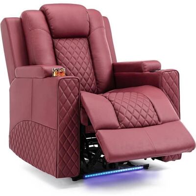 COMHOMA Fauteuil Eclairage LED Sofa Châssis Home Theater Shake Rotating Recliner Sofa With 2 porte-gobelets Rouge Rouge - Publicité COMHOMA Fauteuil Eclairage LED Sofa Châssis Home Theater Shake Rotating Recliner Sofa With 2 porte-gobelets Rouge Rouge - Publicité
