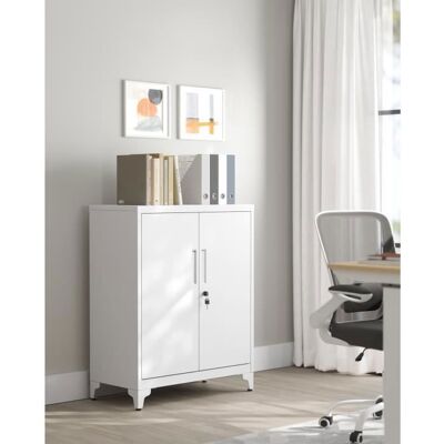 SONGMICS Caisson de Bureau avec 2 Portes Verrouillable en Acier pour Bureau Salon Blanc Mat Blanc - Publicité SONGMICS Caisson de Bureau avec 2 Portes Verrouillable en Acier pour Bureau Salon Blanc Mat Blanc - Publicité