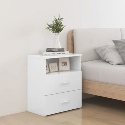 Table de chevet - vidaXL - Blanc - 50x32x60 cm - 2 tiroirs - Bois dingénierie Blanc - Publicité Table de chevet - vidaXL - Blanc - 50x32x60 cm - 2 tiroirs - Bois dingénierie Blanc - Publicité