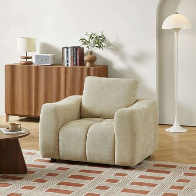 BAÏTA Fauteuil fixe KEREA 1 place tissu chenille taupe Beige - Publicité BAÏTA Fauteuil fixe KEREA 1 place tissu chenille taupe Beige - Publicité