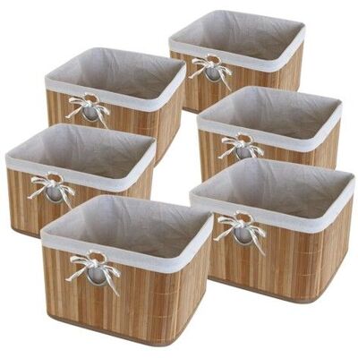 BOX AND BEYOND Lot de 6 paniers de rangement bambou tissu blanc 31 x 31 x 20 cm Marron - Publicité BOX AND BEYOND Lot de 6 paniers de rangement bambou tissu blanc 31 x 31 x 20 cm Marron - Publicité