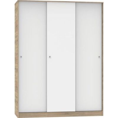 PEGANE Armoire avec 3 portes coulissantes coloris Cambrian-Blanc - Hauteur 200 x Longueur 150 x Profondeur 55 cm Blanc - Publicité PEGANE Armoire avec 3 portes coulissantes coloris Cambrian-Blanc - Hauteur 200 x Longueur 150 x Profondeur 55 cm Blanc - Publicité