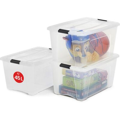 Iris Ohyama Boite de Rangement Plastique avec Couvercle 45L Lot de 3 TransparentNTB-45 - Publicité Iris Ohyama Boite de Rangement Plastique avec Couvercle 45L Lot de 3 TransparentNTB-45 - Publicité