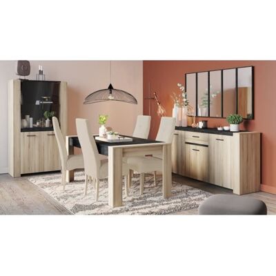 SHEFFIELD - Ensemble Enfilade 4 portes Vitrine 2 portes Table L 170 cm - decor chene kronberg - Living room set - Publicité SHEFFIELD - Ensemble Enfilade 4 portes Vitrine 2 portes Table L 170 cm - decor chene kronberg - Living room set - Publicité