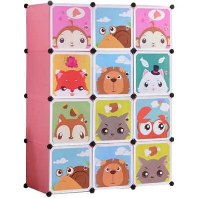Armoire Chambre Enfants Penderie Plastique Rose 12 Cubes Meuble de Rangement Etagère Vêtements Chaussures Jouets Rose - Publicité Armoire Chambre Enfants Penderie Plastique Rose 12 Cubes Meuble de Rangement Etagère Vêtements Chaussures Jouets Rose - Publicité