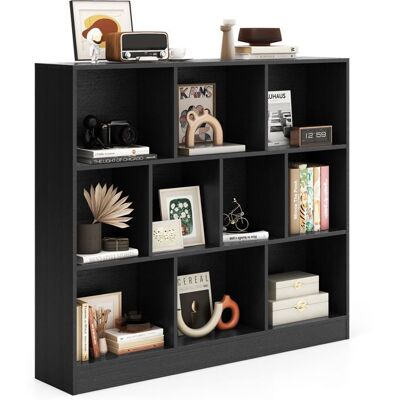 Étagère Bibliothèque 3 Niveaux COSTWAY-120x24x104 CM-10 Cases Ouverts Rangement-Kit Anti-Basculement-Capacité Max 170 KG-Noir Noir - Publicité Étagère Bibliothèque 3 Niveaux COSTWAY-120x24x104 CM-10 Cases Ouverts Rangement-Kit Anti-Basculement-Capacité Max 170 KG-Noir Noir - Publicité