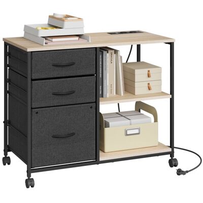 Caisson Bureau WOLTU - avec Station de Charge - Armoire de Bureau à roulettes - 3 Tiroirs 2 Étagères - Chêne Clair W0ATT0838 Marron - Publicité Caisson Bureau WOLTU - avec Station de Charge - Armoire de Bureau à roulettes - 3 Tiroirs 2 Étagères - Chêne Clair W0ATT0838 Marron - Publicité