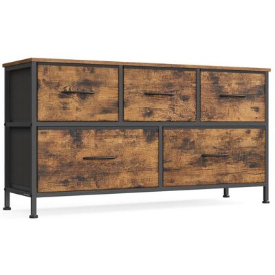 Commode à 5 tiroirs - SONGMICS - Marron rustique et noir - Acier MDF tissu non tissé Marron - Publicité Commode à 5 tiroirs - SONGMICS - Marron rustique et noir - Acier MDF tissu non tissé Marron - Publicité
