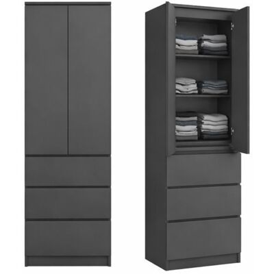 HOME COLLECTIVE Armoire multifonction 2 portes 3 étagères & 3 tiroirs - Meuble de rangement pour chambre ou bureau - 50x40x180 cm - Anthracite Gris - Publicité HOME COLLECTIVE Armoire multifonction 2 portes 3 étagères & 3 tiroirs - Meuble de rangement pour chambre ou bureau - 50x40x180 cm - Anthracite Gris - Publicité