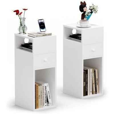 VOUNOT Ensemble de Tables de Nuit Compactes avec Tiroir & Compartiments - Table de chevet - Publicité VOUNOT Ensemble de Tables de Nuit Compactes avec Tiroir & Compartiments - Table de chevet - Publicité
