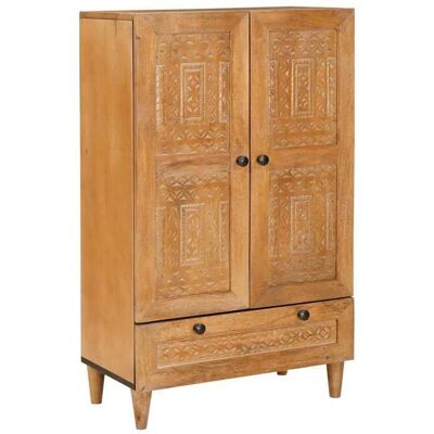 Buffet haut en bois de manguier - vidaXL - 60x33x100 cm - Marron clair - Bois de manguier massif - 2 portes - 2 étagères Marron - Publicité Buffet haut en bois de manguier - vidaXL - 60x33x100 cm - Marron clair - Bois de manguier massif - 2 portes - 2 étagères Marron - Publicité
