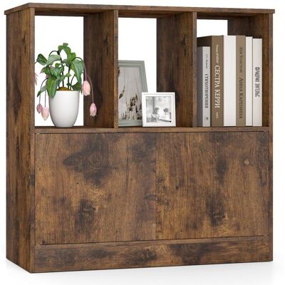 COSTWAY Bibliothèque avec 2 Portes 3 Compartiments Ouverts Meuble de Rangement pour Salon Bureau 70 x 30 x 70 cm Marron Marron - Publicité COSTWAY Bibliothèque avec 2 Portes 3 Compartiments Ouverts Meuble de Rangement pour Salon Bureau 70 x 30 x 70 cm Marron Marron - Publicité