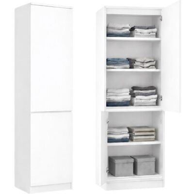 HOME COLLECTIVE Armoire multifonction 2 portes et 5 étagères - Meuble de rangement polyvalent chambre ou bureau - 50x40x180 cm - Blanc Blanc - Publicité HOME COLLECTIVE Armoire multifonction 2 portes et 5 étagères - Meuble de rangement polyvalent chambre ou bureau - 50x40x180 cm - Blanc Blanc - Publicité