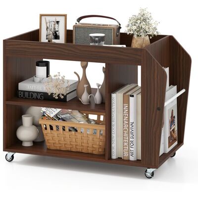 COSTWAY Table d’Appoint à 3 Niveaux avec Roulettes Universelles - Etagère de Rangement en Bois 76 x 395 x 55 cm Marron - Publicité COSTWAY Table d’Appoint à 3 Niveaux avec Roulettes Universelles - Etagère de Rangement en Bois 76 x 395 x 55 cm Marron - Publicité