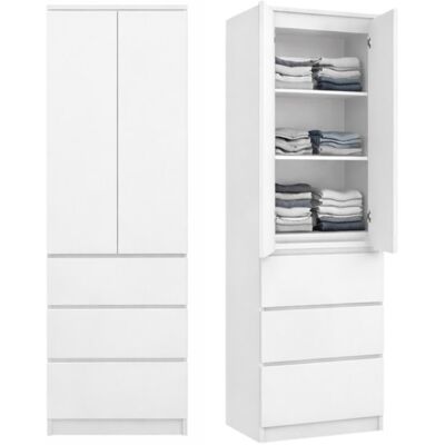 HOME COLLECTIVE Armoire multifonction 2 portes 3 étagères & 3 tiroirs - Meuble de rangement pour chambre ou bureau - 50x40x180 cm - Blanc Blanc - Publicité HOME COLLECTIVE Armoire multifonction 2 portes 3 étagères & 3 tiroirs - Meuble de rangement pour chambre ou bureau - 50x40x180 cm - Blanc Blanc - Publicité
