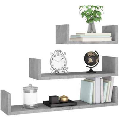 VIDAXL Étagères murales 3 pièces Meuble Étagères pour salon/bureau Gris béton Bois dingénierie - (60x15x10 cm) 71n1Lx Gris - Publicité VIDAXL Étagères murales 3 pièces Meuble Étagères pour salon/bureau Gris béton Bois dingénierie - (60x15x10 cm) 71n1Lx Gris - Publicité