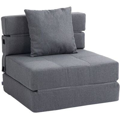 Chauffeuse canapé-lit HOMCOM convertible fauteuil 1 place avec 1 coussin déhoussable tissu gris Gris - Publicité Chauffeuse canapé-lit HOMCOM convertible fauteuil 1 place avec 1 coussin déhoussable tissu gris Gris - Publicité