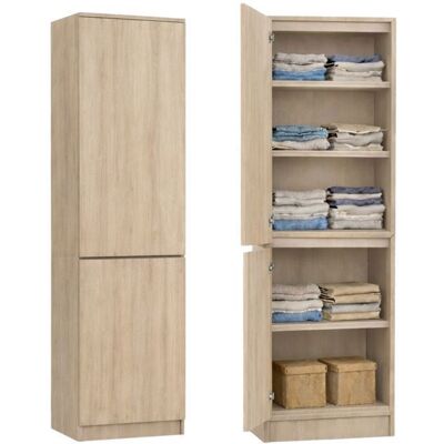 HOME COLLECTIVE Armoire multifonction 2 portes et 5 étagères - Meuble de rangement polyvalent chambre ou bureau - 50x40x180 cm - Sonoma Beige - Publicité HOME COLLECTIVE Armoire multifonction 2 portes et 5 étagères - Meuble de rangement polyvalent chambre ou bureau - 50x40x180 cm - Sonoma Beige - Publicité