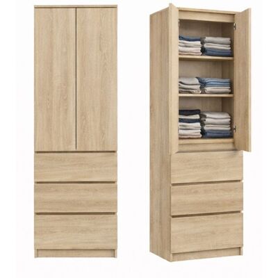 HOME COLLECTIVE Armoire multifonction 2 portes 3 étagères & 3 tiroirs - Meuble de rangement pour chambre ou bureau - 50x40x180 cm - Sonoma Beige - Publicité HOME COLLECTIVE Armoire multifonction 2 portes 3 étagères & 3 tiroirs - Meuble de rangement pour chambre ou bureau - 50x40x180 cm - Sonoma Beige - Publicité