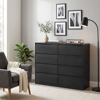 VASAGLE Commode de Chambre avec 8 Tiroirs 40 x 1194 x 975 cm Style Moderne Noir Noir - Publicité VASAGLE Commode de Chambre avec 8 Tiroirs 40 x 1194 x 975 cm Style Moderne Noir Noir - Publicité