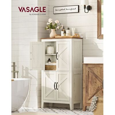 Meuble bas Salle de Bain - VASAGLE Armoire salle de bain avec Portes Coulissantes - Étagères Réglables Blanc Rustique Blanc - Publicité Meuble bas Salle de Bain - VASAGLE Armoire salle de bain avec Portes Coulissantes - Étagères Réglables Blanc Rustique Blanc - Publicité