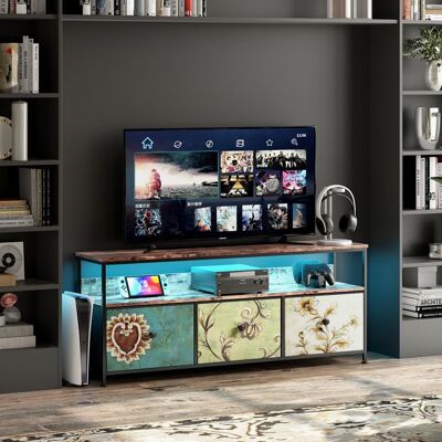 COZIFOME Meuble TV Moderne Armoire TV avec Eclairage LED 3 TiroirsTexture Sculptée CompartimentsRangement Pratique137x30x57cm Gris - Publicité COZIFOME Meuble TV Moderne Armoire TV avec Eclairage LED 3 TiroirsTexture Sculptée CompartimentsRangement Pratique137x30x57cm Gris - Publicité