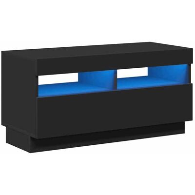 VIDAXL Cabinet TV rustique - PARAJ - Meuble TV/HIFI - avec lumières LED - pour chambre/salon - noir 80x35x40cm5252359 Noir - Publicité VIDAXL Cabinet TV rustique - PARAJ - Meuble TV/HIFI - avec lumières LED - pour chambre/salon - noir 80x35x40cm5252359 Noir - Publicité
